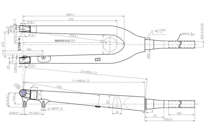 29 ′′ Full Carbon Mtb Tenedor rígido de Toray T700 Offset 45 mm 15 mm a través del eje 580 gramos Monocoque, Tenedor de bicicleta de montaña 1