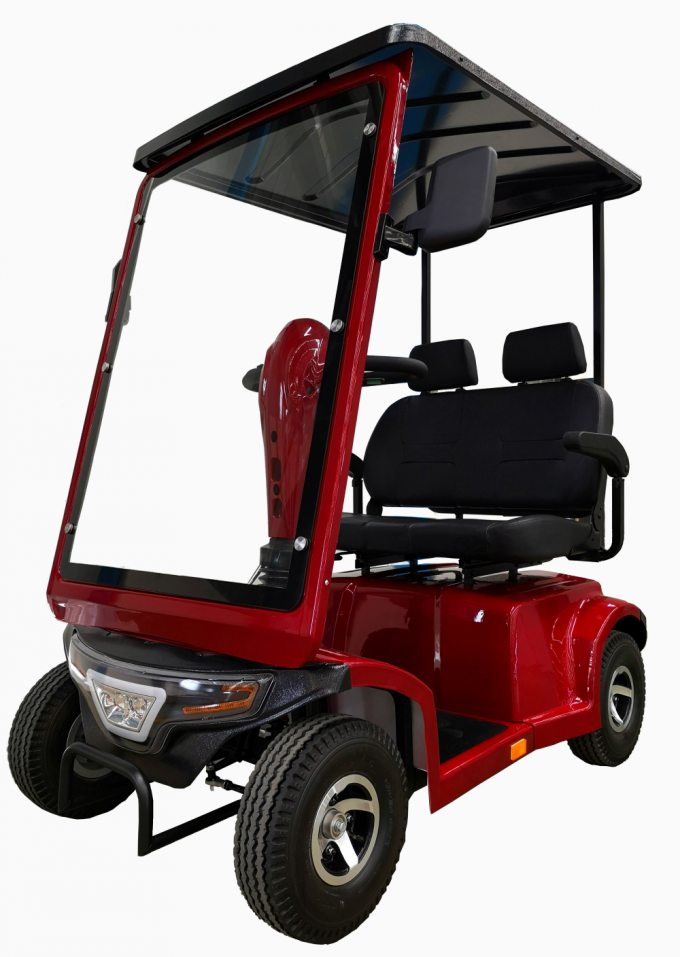 Gran tamaño 4 ruedas scooter de movilidad eléctrica con techo para discapacitados hombre rojo 1