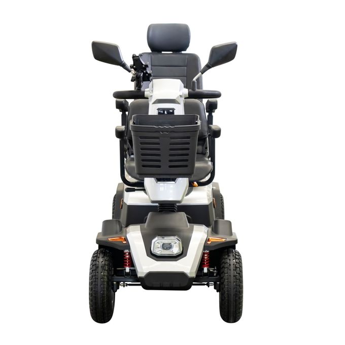 Scooter eléctrico de movilidad de 950W de dos asientos con freno magnético eléctrico para viajes al aire libre blanco 2