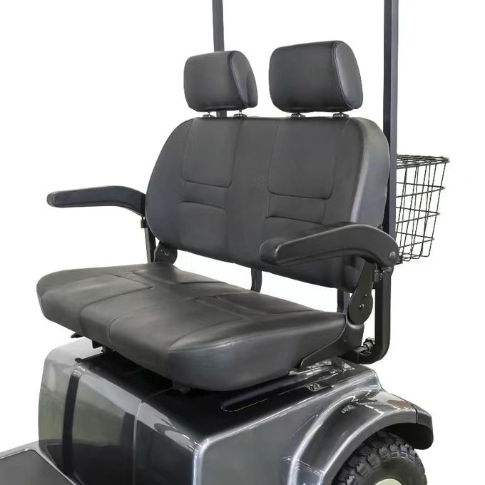 Scooter de movilidad eléctrica de doble asiento de 4 ruedas de golf con deslizadores y reposacabezas con iluminación LED de pantalla LCD 6