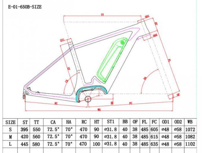 27.5er Fibra de carbono Ebike MTB Cuadro encaja con Bafang Sistema de Mid-Drive 2