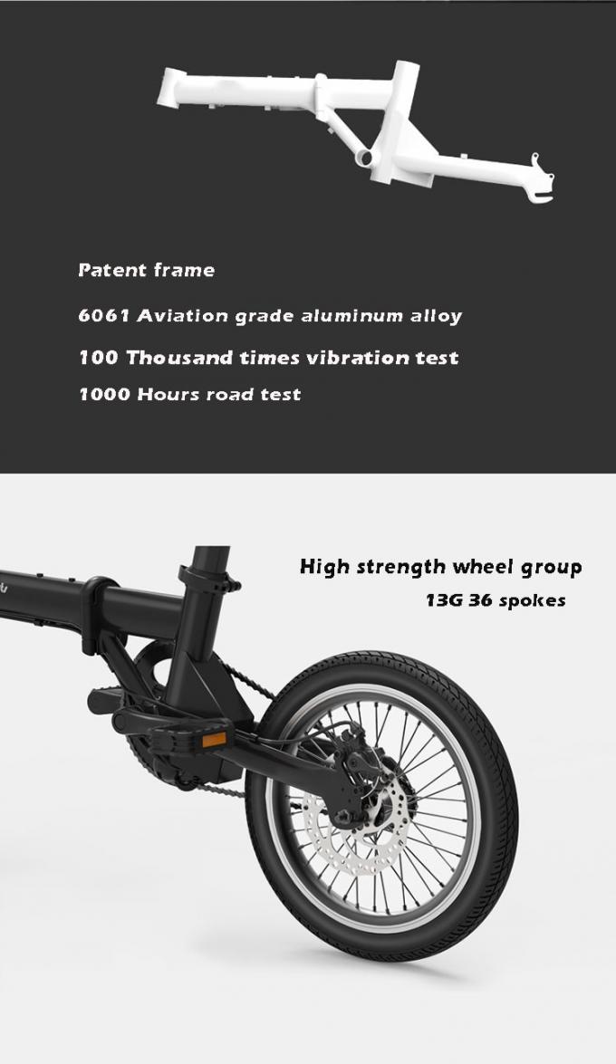 CE 16" Bicicleta plegable eléctrica / Bicicleta 200-250w Batería de litio sin escobillas Alimentada 5