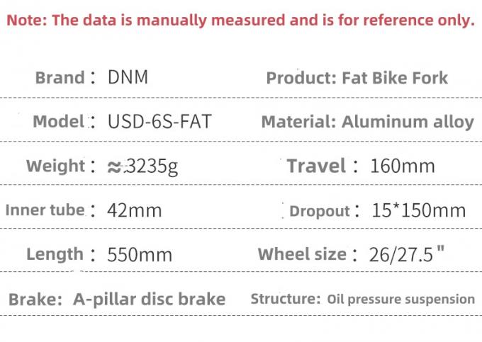 Dnm USD-6S Fat 26er Fat Bike Suspensión invertida tenedor tenedor para bicicleta de montaña 2