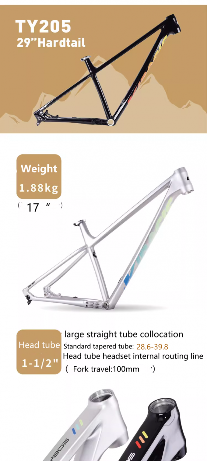 29er aleación de aluminio XC marco de bicicleta de montaña Cable interno de enrutamiento 148 * 12mm a través del eje 0