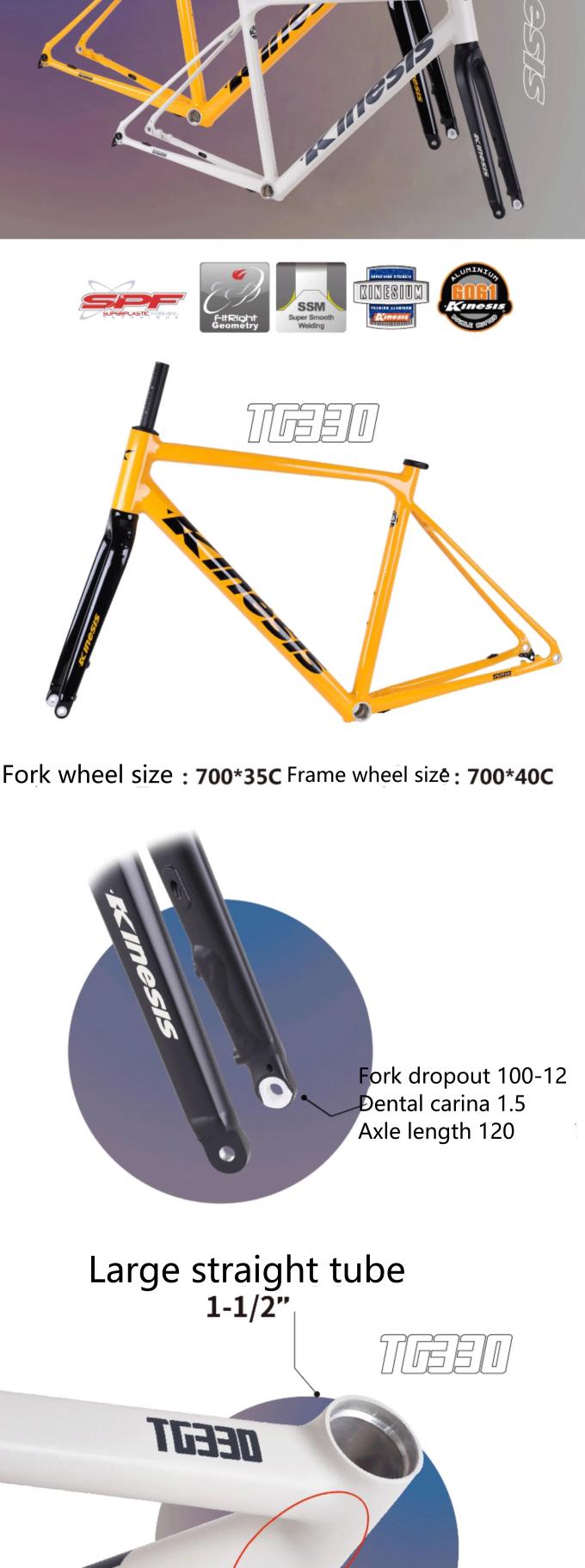 Piezas de bicicletas de aleación de aluminio de grava Marco de bicicleta 700x38c Freno de disco 142x12 Monte plano 5