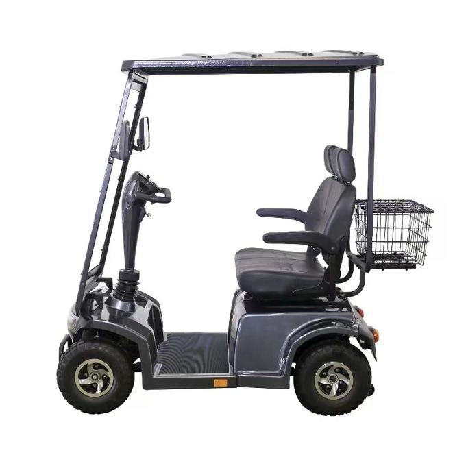 Scooter de movilidad eléctrica de doble asiento de 4 ruedas de golf con deslizadores y reposacabezas con iluminación LED de pantalla LCD 0